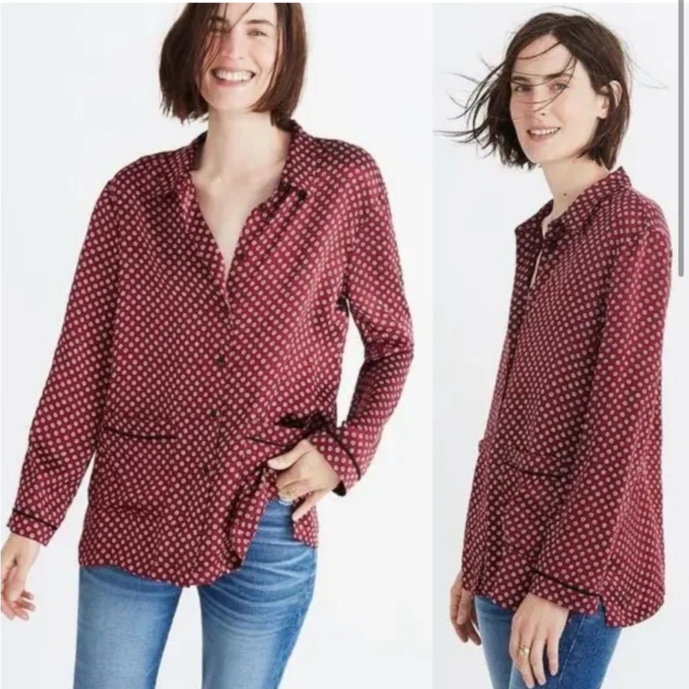 Madewell Burgundy Patterned Button Down Shirt